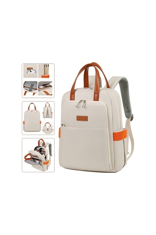 Su Geçirmez Kadın Sırt Çantası, Çok İşlevli, İşe Gidip Gelme, Beyaz