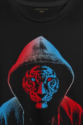 Kaplan Tiger Trabzon Kedisi Mavi Bordo Baskılı Tişört Unisex T-shirt 001