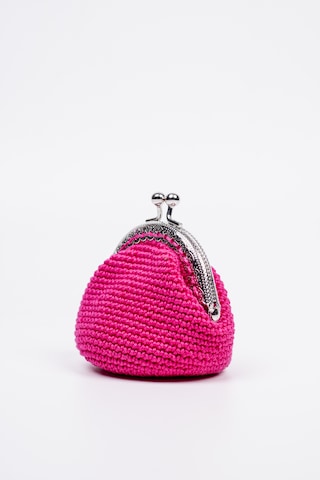Fabric Craft Bag Bozuk Para Cüzdanı Merserize Pamuk Klipsli Örgü Pembe