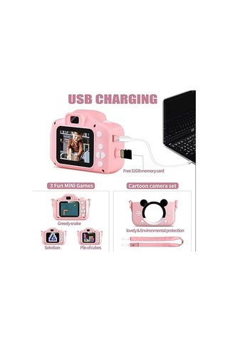 Çocuk Dijital Fotoğraf Makinası 20 Mp Video Kaydedici 2.0 İnç Çift Kameralı