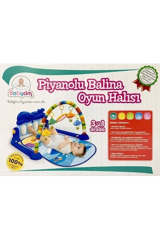 Balina Piyanolu Sesli Işıklı Aynalı Oyun Halısı Yeni Tasarım