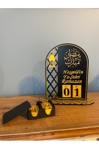 Türkçe Yazılı Ramazan Takvimi,gün Sayacı, Şık Dekoratif Masaüstü Organizeri 10 X 20 Cm Tablo