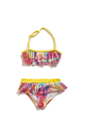 Endeep Kız Çocuk Volanlı Desenli Bikini Takımı-pembe Pembe