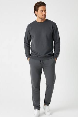 Antrasit Relaxed Fit Bisiklet Yaka Sweatshirt Düz Paça Erkek Eşofman Takımı Antrasit