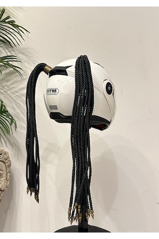 Motor & Motosiklet Siyah Çift Örgülü Saç Kask Dış Aksesuar Diğer