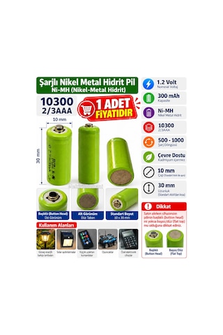 Efcell 10300 1.2v Başlı Şarjlı Pil L2/3aaa 300mah Ni-mh Nikel-metal Hidrit Pil
