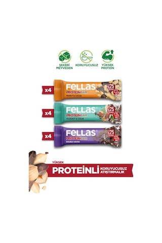 Fellas Protein Bar 4 Çeşit Karma Kutu 32 Gr x 12 Adet