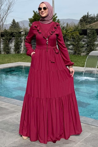 Rabia Şamlı Jale Elbise Bordo Normal