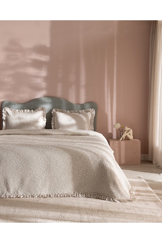 Madame Coco Crefurien Pamuklu Çift Kişilik Yatak Örtüsü - Bej 8684427178225 Çok Renkli