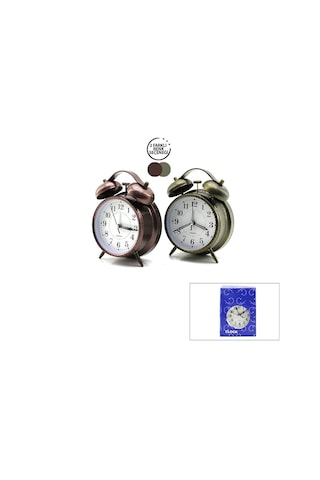 Twin Bell Alarm Clock Bgc-46 Yuvarlak Masa Çalar Saat Çap: 10cm Pilli Işıklı Metal Kasa Eskitme Diğer