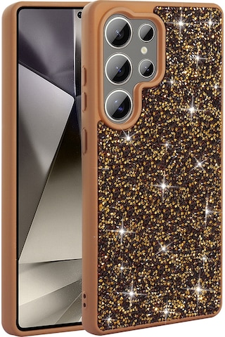 Samsung Galaxy Uyumlu S25 Ultra Kılıf Parlak Taşlı Tasarım Zore Pırlanta Kapak Gold