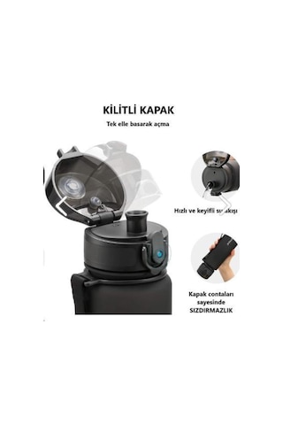 Tr Tritan Su Matarası, 1000 Ml, Sarı-mor, Kilitli Kapak, Sızdırmaz Diğer