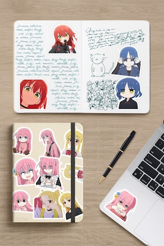 Bochi The Rock Anime Telefon Laptop Bullet Journal Sticker Paketi 25 Adet Çok Renkli