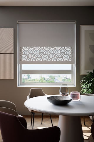 Lazer Kesim Mat Stor Perde, Lazer Kesimli Modern Serisi, M-201005 Gri Renk Gri