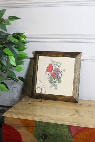 Artavessa Masif Ahşap Çerçeveli Taş Tablo Pano 26 x 26 cm - Bahar ve Çiçek 6