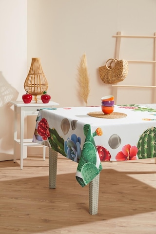 Kaktüs Desen Kare Leke Tutmaz Masa Örtüsü