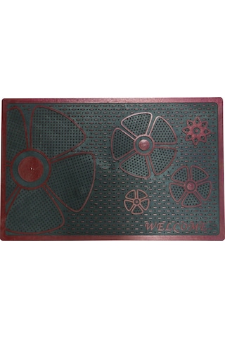 Welcome Yazılı Çiçek Desenli Kauçuk Kapı Önü Paspası (507917101)