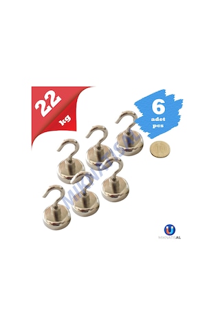 25Mm Kancalı Pot Mıknatıs Neodyum 6 Adet