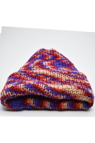 Kalın Kışlık Örgü Yün Kadın Bere Çift Kat Mor Mor