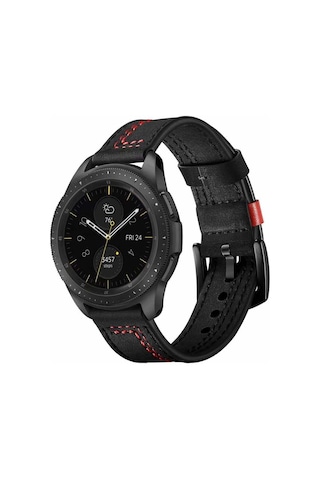 Gear S3 22mm Uyumlu Krd-19 Deri Mkst Kordon-siyah