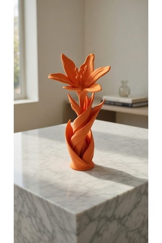 Zambak Lilyum Çiçek Dekoratif Obje 3d Modern Biblo Şık Ev Dekoru