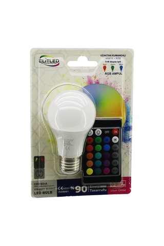 Uzaktan Kumandalı Led Ampul Rgb Renkli E27 Duy 9w Kafe Aydınlatması Oda Lambası Akıllı Lamba