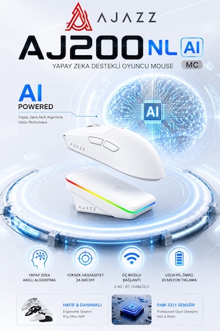 Aj200p Nl Aı Yapay Zeka Sesli Komut Destekli Near-link Kablosuz Şarj Standlı Oyuncu Mouse Diğer