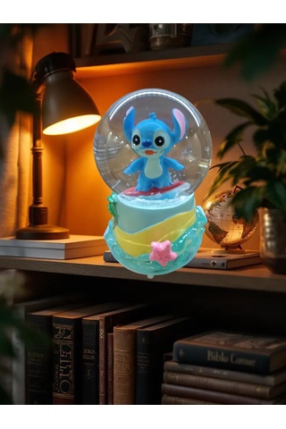 Işıklı Püskürtmeli 10cm-8cm -mavi Renk Sarı Altlık Stitch K...