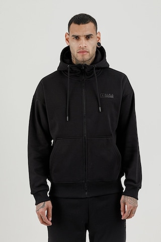 Airlife Bolder Fz.7 Tam Boy Fermuarlı Kanguru Cepli Erkek Kapüşonlu Sweatshirt Siyah
