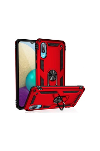 Galaxy A02 Kılıf Zore Vega Yüzüklü Standlı Zırh Kılıf