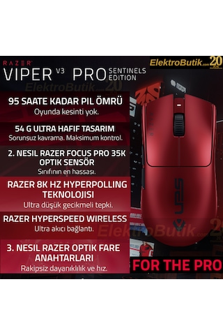 Razer Viper V3 Pro Sentinels Edition Rz01-05120400-r3m1 Ultralight Optik 35k Kablosuz Oyuncu Mouse Rz01-05120400-r3m1