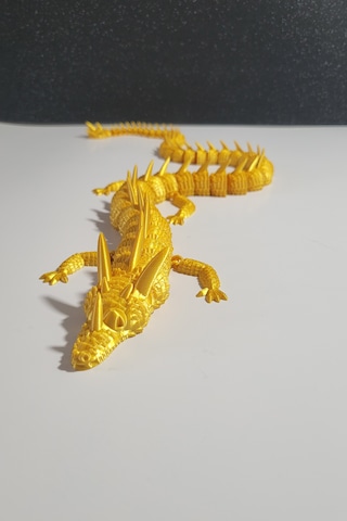 55 Cm Büyük Boy 3d Baskı Altın Ejderha Figürü Eklemli Dragon Biblo Dekoratif