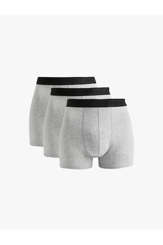 Koton Basic Pamuklu 3'lü Boxer Seti Gri Melanj 6wlm90065mk Gri Melanj