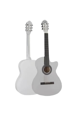 Midex Cg-395wh Beyaz Renk Kesik Klasik Gitar 4/4 Yetişkin Boy Sap Ayarlı Full Set