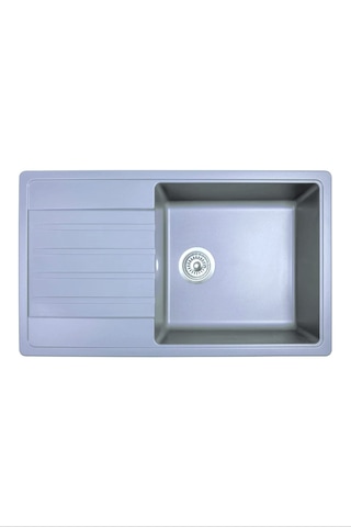 Simpex Tek Göz Damlalıklı Granit Eviye Metalik Gri 86x50cm