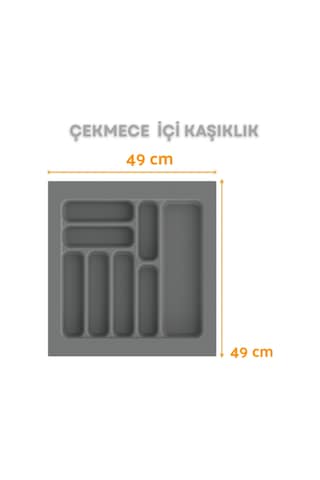 Çekmece İçi Kaşıklık Ve Kepçelik Düzenleyici Gri 49x49 Cm 43x40 Cm Kadar Kesilebilir Grı
