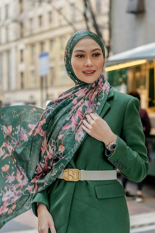 Buttonscarves Nada 2 Saten Şal - Bagpipe Yeşil