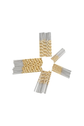 Kangvka 50 Adet Çelik Titanyum Kaplı Düz Saplı Matkap Ucu Seti - 1mm, 1.5mm, 2mm, 2.5mm, 3mm Çapları