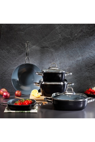 Schafer Gastronomie Master Seramik Derin Tencere 26cm-siyah/gri