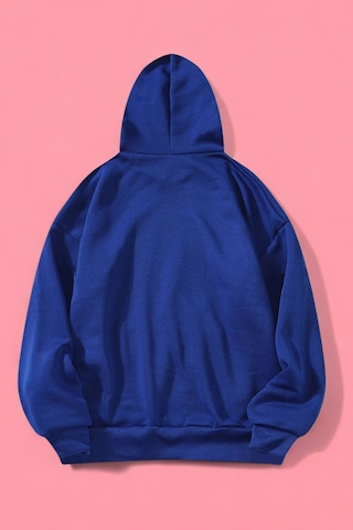 Uyguntarz Kalp Baskılı Unisex Oversize Sweatshirt Mavi