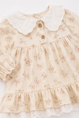 Babyhola Kız Bebek Çiçekli Elbise Triko Hırka 2 Li Takım 3027 Ekru