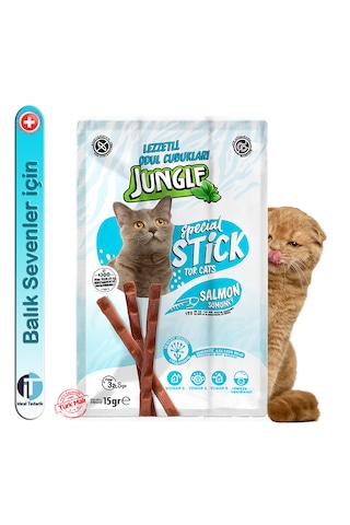 Jungle Somon Balıklı Kediler İçin Ödül Çubuğu Mama 3 x 5 G