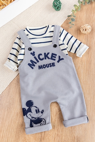 Babymod Erkek Bebek Tulum Salopet Takım 2'li Gri