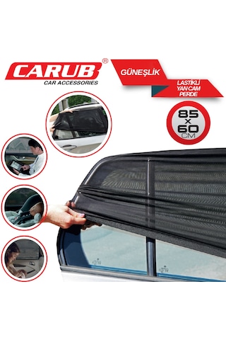 Carub Lastikli Yan Cam Güneşlik Perde Geçmeli Güneş Koruyucu 85x60cm Br4955507 1 Adet