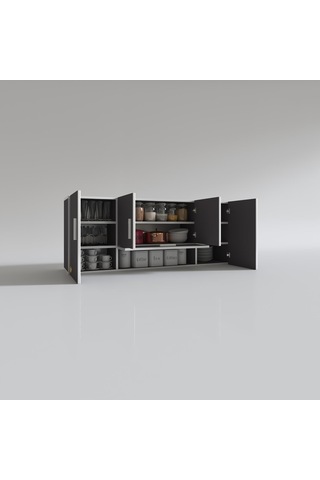 Kenzlife hazır mutfak acus32 gri 060*150*32 mutfak banyo dolabı kapaklı raflı