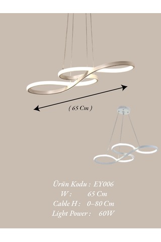 Ey Shop Beyaz Yılan Model 3 Renk Kumandalı Led Avize Beyaz