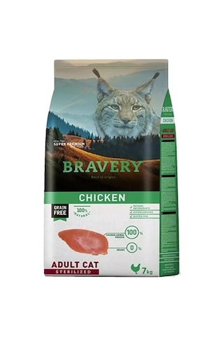 Bravery Tahılsız Kısırlaştırılmış Tavuklu Yetişkin Kedi Maması 7 KG