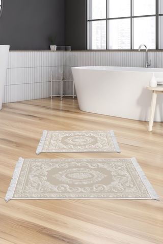 Eko Trend Djt 2 Li Yıkanabilir Kaymaz Taban Banyo Paspas Klozet Takımı 747 Klasik Bej 50 X 80 - 40 X 50