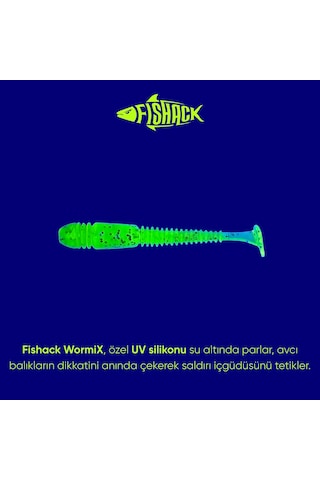 Silikon Kurt Yem - 1,1g 55mm - Fishack Wormix - 1 Adet - Uv - Fluo Green