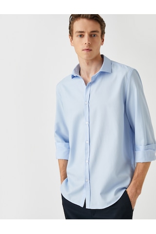 Koton Basic Gömlek Klasik Manşet Yaka Uzun Kollu Dar Kesim Non Iron Mavi 3sam60138hw 3SAM60138HW653 Mavi